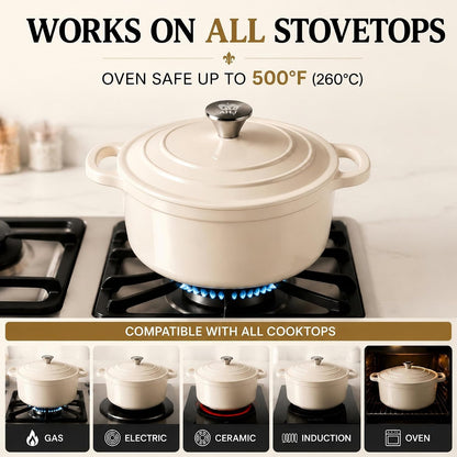 Enameled Cast Iron Dutch Oven Set - 4 Piece Cookware Set with Lids | 4.8Qt, 2.6Qt and 1.3Qt Dutch Ovens, Stackable Cast Iron Pots and Pans Sets for Bread Baking, Slow Cooking and Roasting, White7