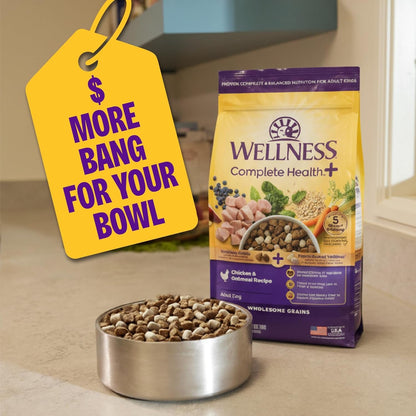 Wellness Complete Health+ Adult Dry Dog Food with Freeze Dried Wellbites, Wholesome Grain Kibble+, Natural, Chicken and Oatmeal Recipe, 4 Lb Bag7