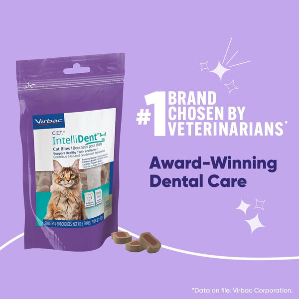 Virbac C.E.T. Intellident Cat Bites for Dental Care | Crunchy Cat Bites for Tartar Control, Supports Healthy Teeth and Gums, Chicken Flavor Bites, Cat Oral Care Hygiene3