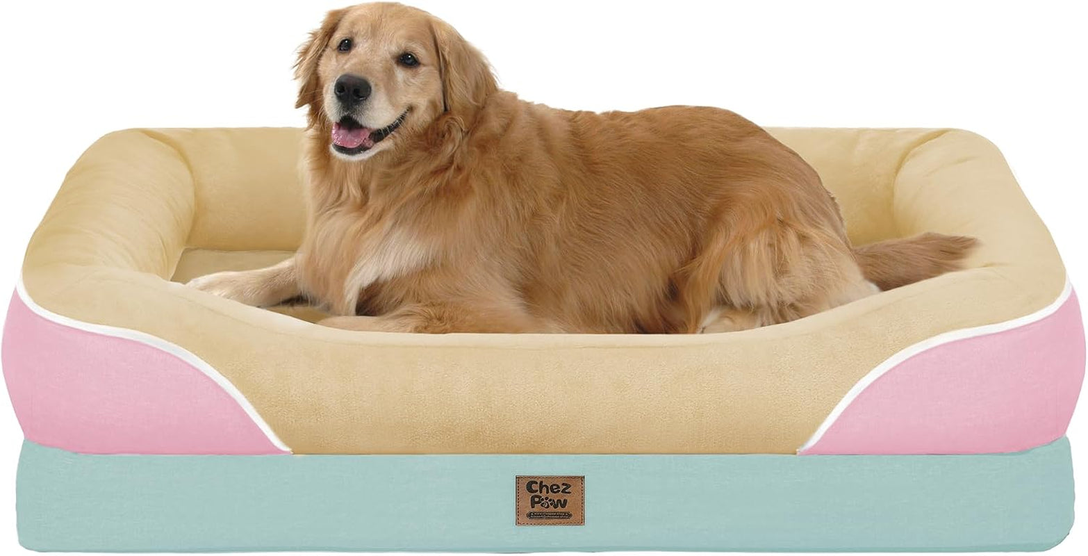 chez-paw-waterproof-orthopedic-xl-dog-bed-for-large-and-extra-large-dogs-egg-crate-foam-4-sided-bolster-support-waterproof-liner-non-slip-bottom-machine-washable-cover-42-x-30-inch