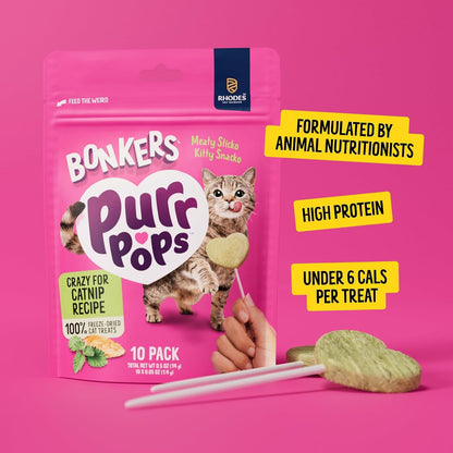 Bonkers Purrpops Freeze-Dried Catnip Flavored Lollipop Cat Treats, 4 Pieces (Pack of 13)5