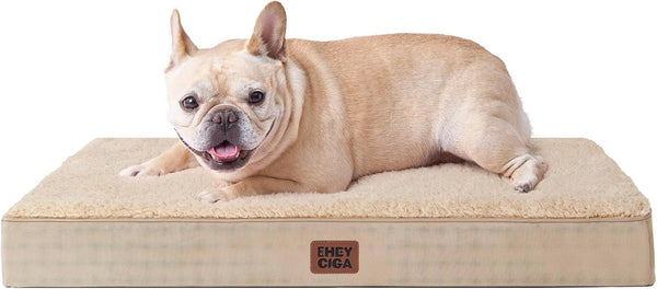 EHEYCIGA Orthopedic Dog Bed Large with Removable Washable Cover,Grey,41X27 | Egg Crate Foam Support,Durable Oxford Fabric,Non-Slip Bottom,Machine Washable,Soft Waterproof Plush Pet Bed Mat for Crate93