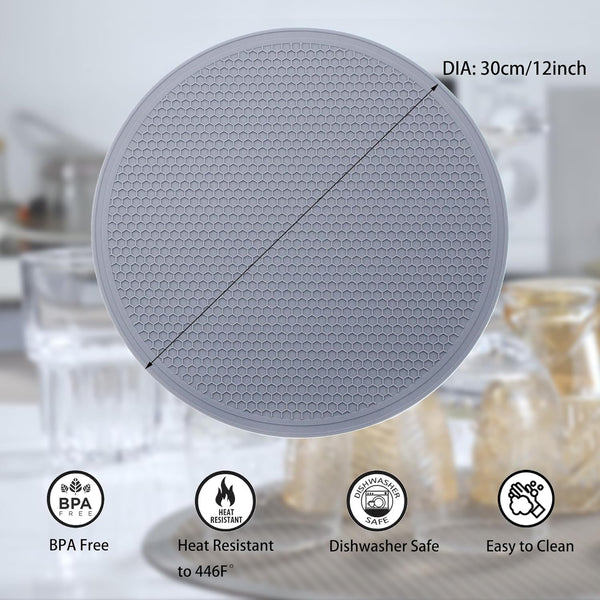 Silicone Microwave Mat - round 12" X 12" - Set of 2 Heat Resistant Multifunctional Mat, Splatter Guard, Trivet, Hot Pad, Pot Holder6