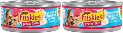 Purina Friskies Prime Filets with Ocean Whitefish and Tuna in Sauce High Protein Wet Cat Food - (Pack of 24) 5.5 Oz. Cans11