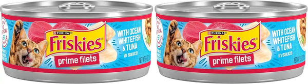 Purina Friskies Prime Filets with Ocean Whitefish and Tuna in Sauce High Protein Wet Cat Food - (Pack of 24) 5.5 Oz. Cans11