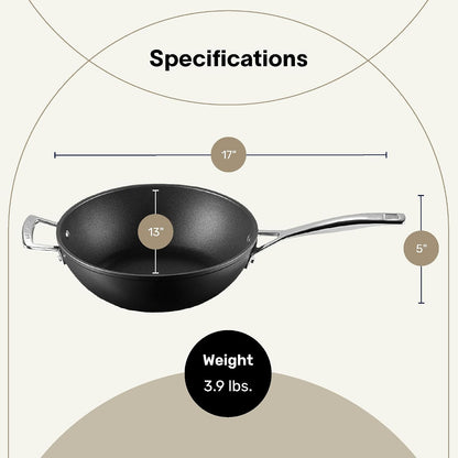 Calphalon Premier Hard-Anodized Nonstick Flat Wok Frying Pan with Mineralshield Technology, 13", Black3