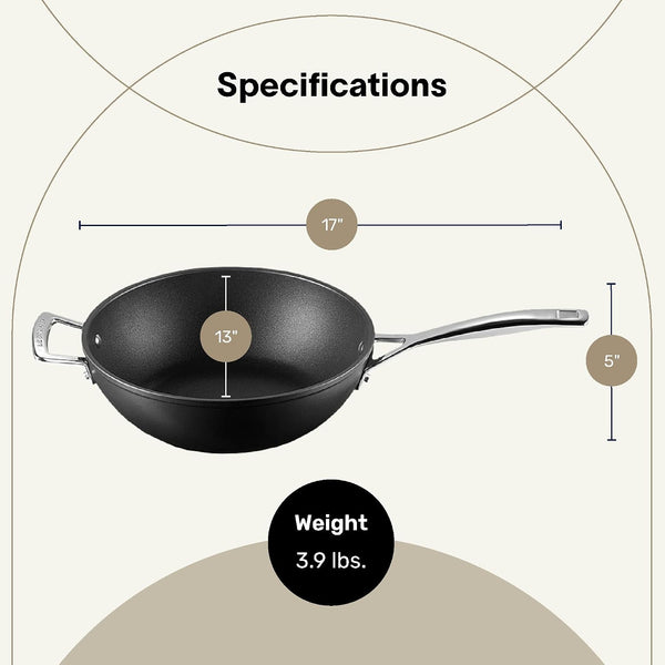 Calphalon Premier Hard-Anodized Nonstick Flat Wok Frying Pan with Mineralshield Technology, 13", Black3
