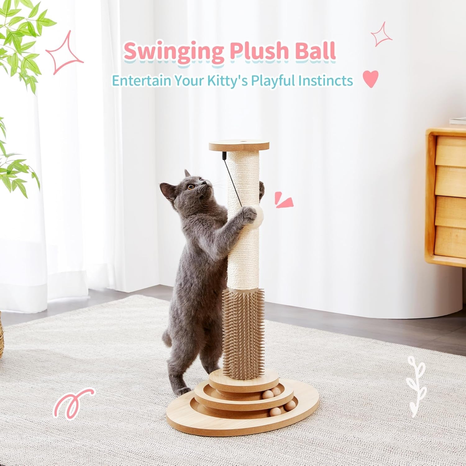 made4pets-cat-scratching-post-for-indoor-cats-with-self-groomer-23-cat-scratcher-with-natural-sisal-rope-stable-base-and-interactive-ball-track-cat-toys-for-kittens-and-small-indoor-cats