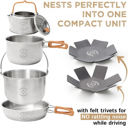 Premium 7-Piece Stainless Steel Cooking Set. Tri-Layer Bonded Stainless-Steel - Ergonomic Handles with Silicone Sleeve - Compact & Stackable4