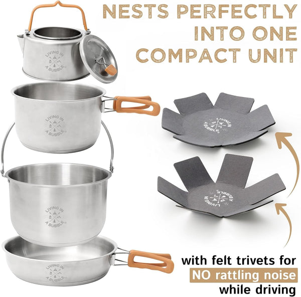 Premium 7-Piece Stainless Steel Cooking Set. Tri-Layer Bonded Stainless-Steel - Ergonomic Handles with Silicone Sleeve - Compact & Stackable4