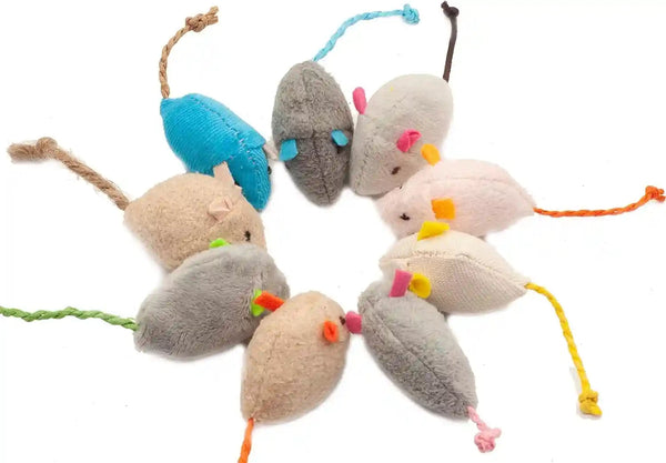 Fashion'S Talk Cat Mice Toy 18-Pack Plush Catnip-Filled Mice Toys for Indoor Cats - Realistic Design, 9 Assorted Colors, 2 of Each, Value Pack2