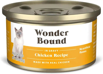 Amazon Brand - Wonder Bound Gourmet Wet Cat Food in Gravy Variety Pack (Turkey, Chicken, Beef), Poultry, Made in USA, 3 Ounce (Pack of 24)11