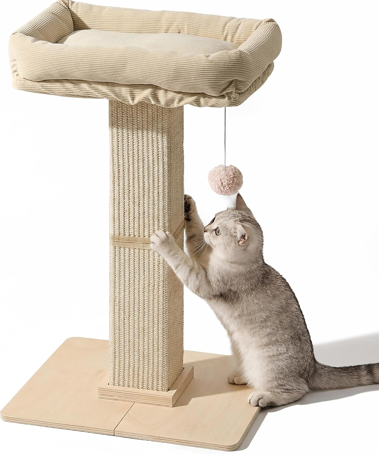 fukumaru-retro-style-cat-scratching-post-with-perch-for-indoor-adult-cats-28-7-elevated-tall-cat-bed-solid-wood-large-cat-scratcher-tower-with-bed-aesthetic-cat-tree-furniture-with-natural-sisal