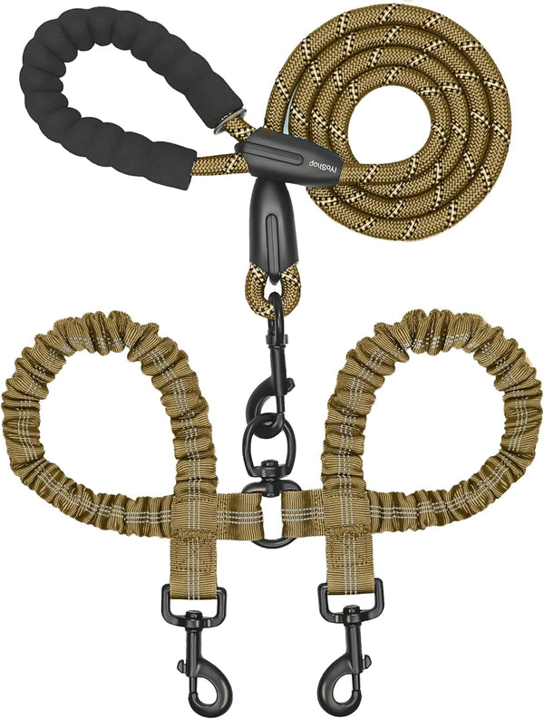 Iyoshop Dual Dog Leash - 360° Swivel, No Tangle Walking Leash with Shock Absorbing Bungee for Two Dogs (Large, 25-150 Lbs, Black)22