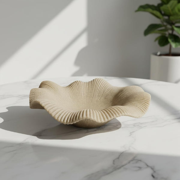 Large Decorative Bowl Decor, Decorative Bowls for Modern Home Decor,Stylish Key Bowl for Entry Table,Decorative Fruit Bowls for Kitchen Counter (11" Beige)2