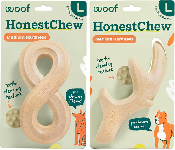 WOOF Honestchew Antler Dog Chew Toy for Dogs 25-60 Lbs | Includes Antler & Infinity, Plant-Based Materials, Splinter-Resistant, Durable Chews, Supports Dental Care, Gift-Ready Set12