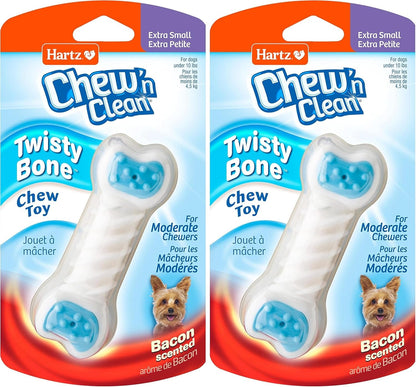 Hartz Chew ‘N Clean Twisty Bone Dog Chew Toy, Bacon Scented for Moderate Chewers, Extra Small10