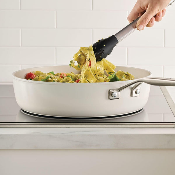 Kitchenaid Hard Anodized Ceramic Induction Pots and Pans, Dishwasher Safe, Includes Saucepans, Stockpot, Sauté Pan, Frying Pans/Skillets, and Lids, 10 Piece Cookware Set - Porcelain White9