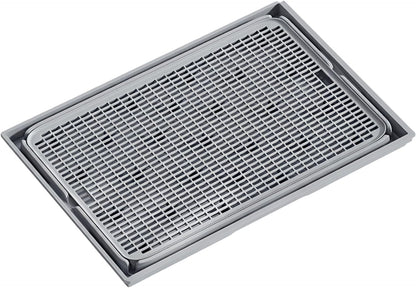 Odor Control Cat Litter Mat, Double Layer Trapper Pad, 16.5 X 11.2 X 0.8 In, Light Grey, Anti-Slip Plastic,1