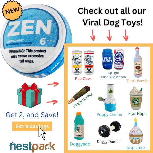 Nestpark Zen Pupper Deckies Parody Dog Toy - Plush Squeaky and Crinkle Funny Dog Toy - Drool Mint6