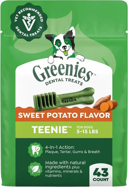 Greenies Teenie Natural Dental Dog Treats, Fresh Mint Flavor, 43 Count | Veterinarian-Recommended, for Dogs 5-15 Lbs, Cleans Teeth, Freshens Breath, Promotes Oral Health, 12 Oz. Pack14