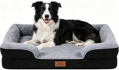 Orthopedic Dog Bed for Medium Dogs - Gel Memory Foam Pet Bed with Waterproof & Washable Cover, Contoured Bolster Design for Dogs & Cats (Grey, 30.0" L X 20.0" W X 6.3" Th)21
