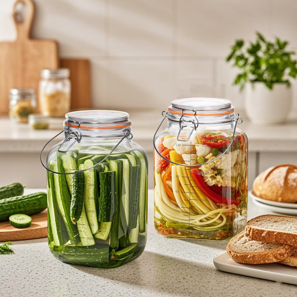 2 Pack 1 Gallon Glass Jar with Airtight Lids,Super Wide Mouth Large Mason Jars 128 Oz,Glass Gallon Jugs Storage Container for Sun Tea,Kombucha,Storing,Canning5
