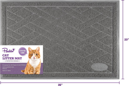Pawkin Cat Litter Mat, Patented Design with Litter Lock Mesh, Extra Large, Durable, Easy to Clean, Soft, Fits under Litter Box, Litter Free Floors, Gray6