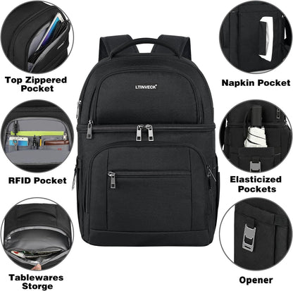 Cooler Backpack,Insulated Backpack Cooler Leakproof Double Deck Cooler Bag for Men Women RFID Lunch Backpack4
