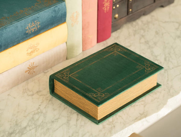 Decorative Vintage Book Shaped Trinket Storage Box- Green6