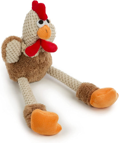 Godog Checkers Fat Rooster Squeaky Plush Dog Toy, Chew Guard Technology - White, Large25