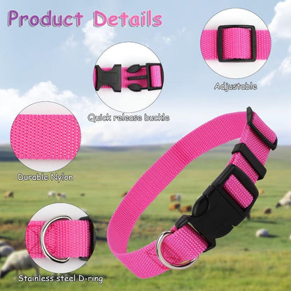 5 Pack Classic Goat Collars with Bells,Anti-Lost Pet Collar | Adjustable Nylon Collar & Sheep Grazing Copper Bells for Small Farm Animal Sheep Calf Cow Accessories(13.7"-20.5")4