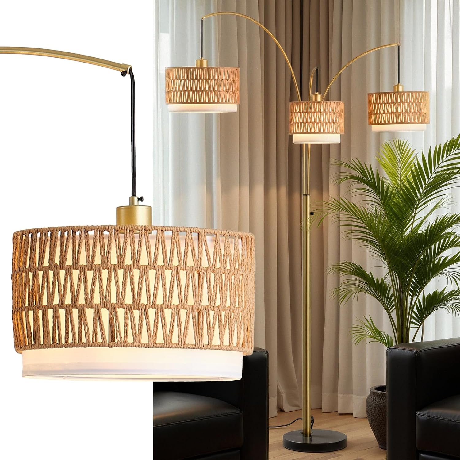 80-gold-rattan-arc-floor-lamp-for-living-room-3-light-boho-tree-lamp-heavy-natural-marble-base-1-2-3-light-rotary-switch-double-layer-wicker-fabric-shades-for-reading-corners-8-ft-ceilings