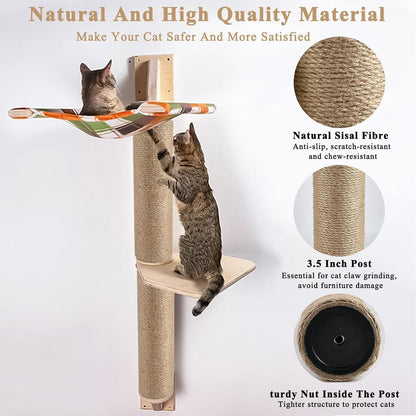 4 Pcs Cat Scratching Post Replacement, Natural Jute Pole Cat Tree Replacement Parts, Cat Scratch Pole with 8 M8 Screws and 1 Wrench for Indoor Kittens Tower (11.8 X 3.3 In)3