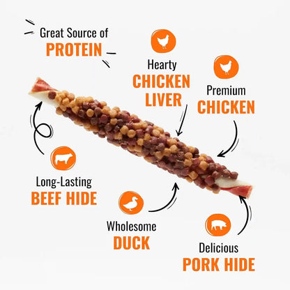GOOD 'N' FUN Triple Flavor Blasts for All Dogs, 4 Ounces, Treat Your Dog to Long-Lasting Chews Made with Chicken Liver, Chicken & Duck6