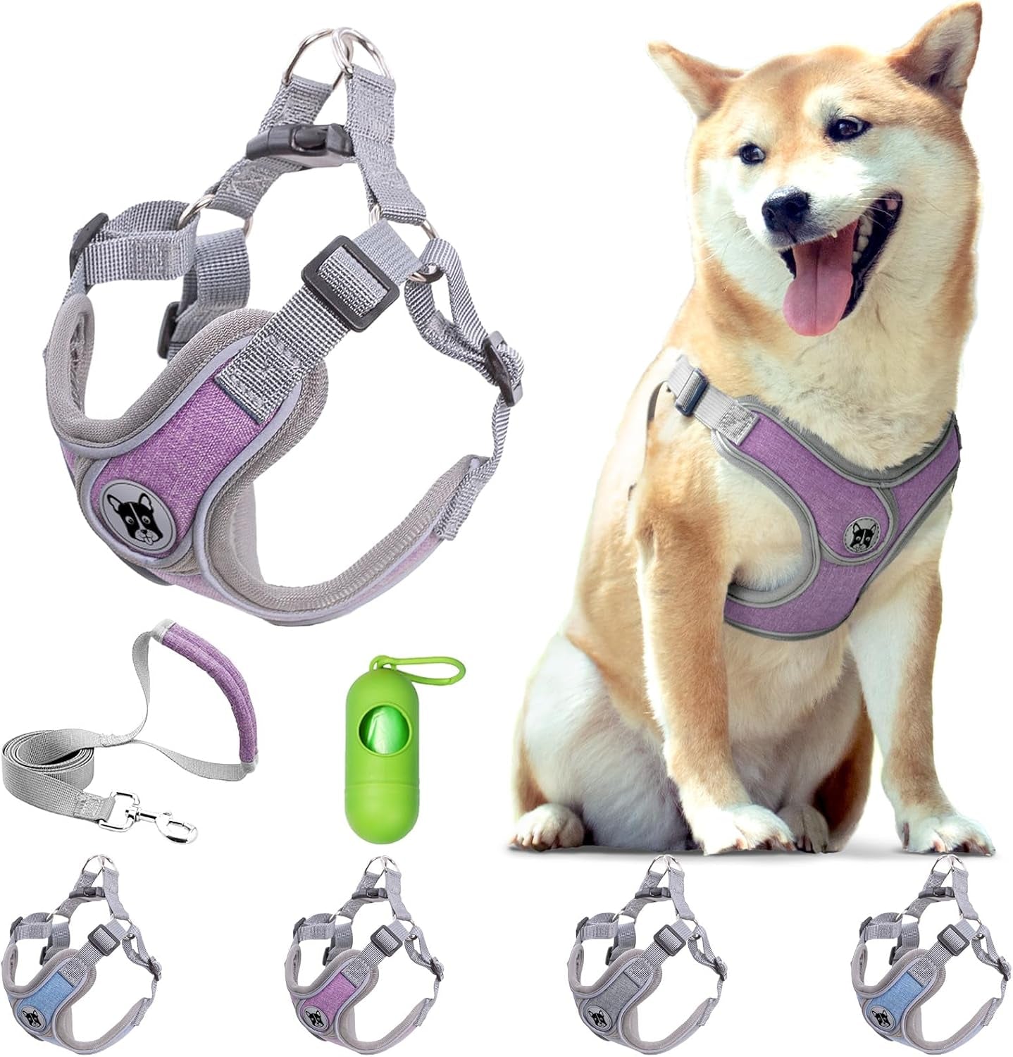 patas-lague-dog-harness-with-leash-set-for-small-medium-dogs-no-pull-no-choke-reflective-step-in-x-head-pet-harness-vest-with-poop-bags-and-dispenser-adjustable-and-padded-grey-small
