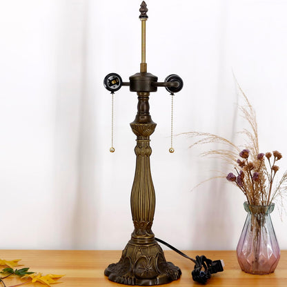 Table Lamp Base Replacement Only (C(W 6 .5 H 24 Inch)) | Fit for 12, 14, 16, 18 Inch Tiffany Style Stained Glass Lampshade, Dark Bronze Finish, Resin, Pull Chain Switch7