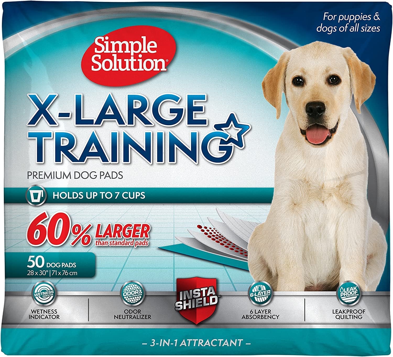 simple-solution-xl-pee-pads-for-dogs-leak-proof-dog-pads-28x30-100-count-dog-training-pads-puppy-potty-training-housebreaking-disposable-pee-pads-floor-protection-indoor-potty-puppy-essentials