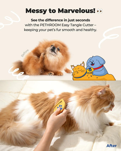 PETHROOM Easy Tangle Cutter for Dogs & Cats, Professional Dematting Tool | Cat Matted Fur Remover with Steel Blade, Safe & Gentle Pet Grooming Comb for Long & Medium Coats3