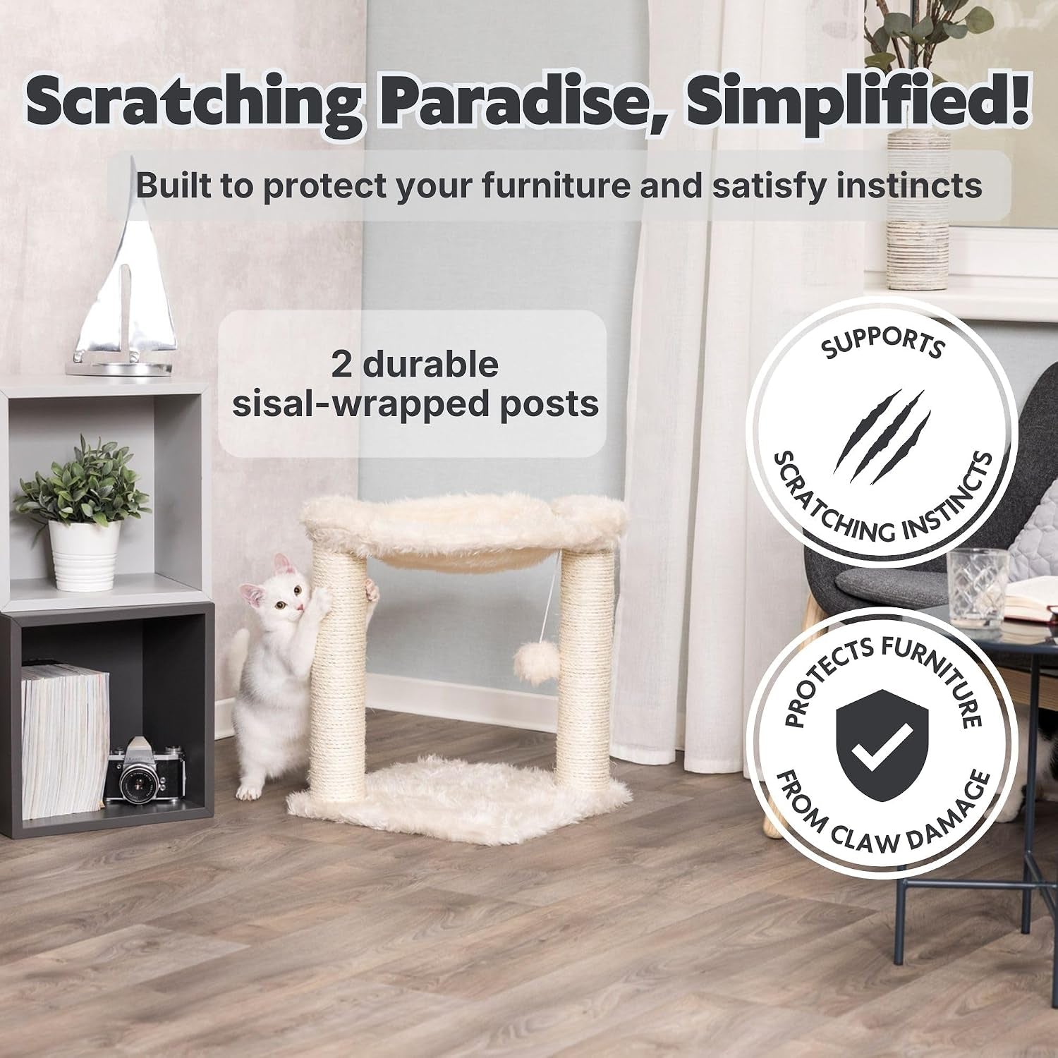 trixie-baza-xxl-cat-scratching-posts-indoor-cat-furniture-with-plush-hammock-jute-scratcher-posts-and-dangling-toy-ball-18-1-l-x-18-1-w-x-19-7-h-cream
