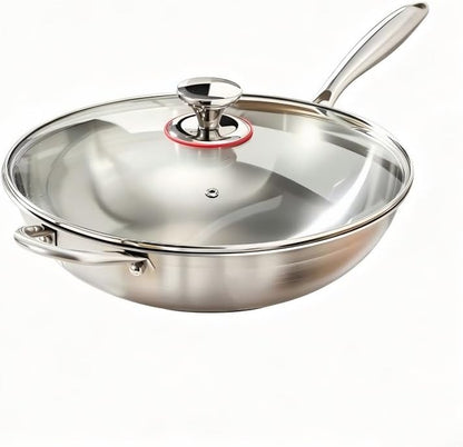 Stainless Steel 316 Wok Pan with Lid, Tri-Ply Stir Fry Pan with Detachable Handle, Works on All Stovetops, Oven & Dishwasher Safe (12.5 Inch)1