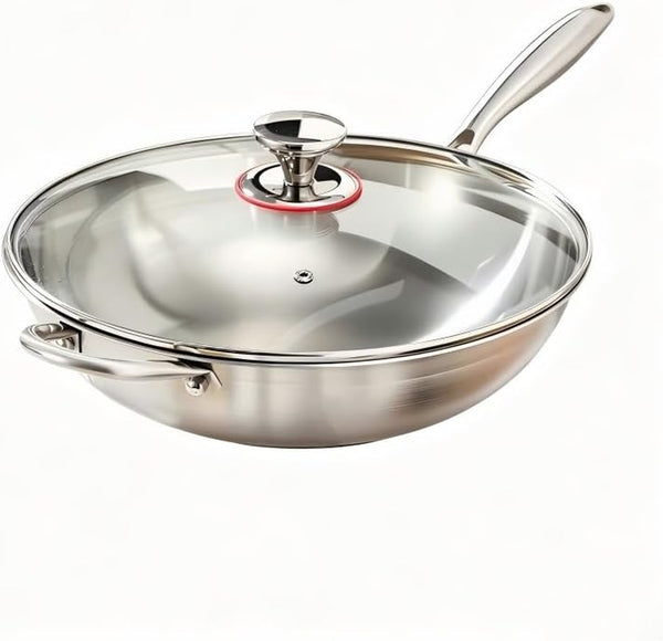 Stainless Steel 316 Wok Pan with Lid, Tri-Ply Stir Fry Pan with Detachable Handle, Works on All Stovetops, Oven & Dishwasher Safe (12.5 Inch)1