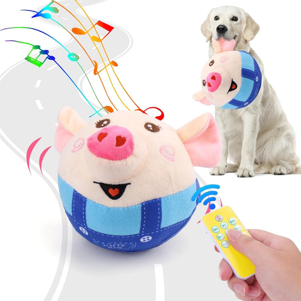 BABORUI Interactive Dog Toys Pig, Jumping Squeaky Dog Toys with Recording and Music Modes, Rechargeable Moving Dog Chew Toys for Small/Medium/Large Dogs to Keep Them Busy(Blue Pig)14