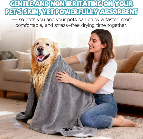 Puomue 2 Pack Microfiber Dog Towels for Drying Dogs, Super Absorbent and Soft Pet Towels for Dogs or Cats, 40''X23.6'', Pet-Friendly, Perfect for Pets of Different Sizes and Fur Types, Grey5