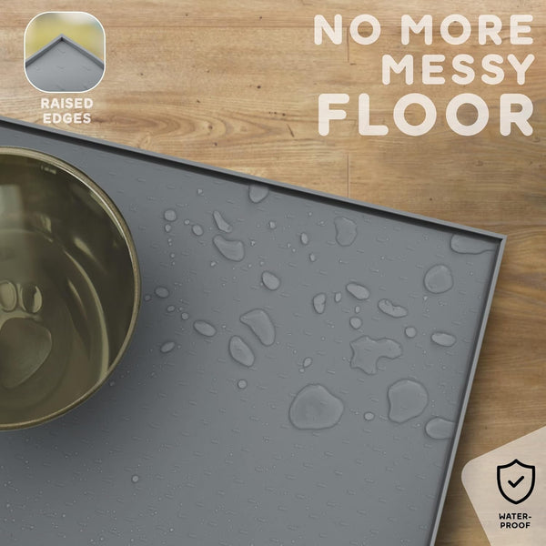 Dog Food Mat - Raised Edges Dogs Mat for Food and Water Prevent Spill, Waterproof Cat Food Mats Protect Floors, Easy Clean Dog Bowl Mats for Food and Water, Silicone Pet Feeding Placemats5