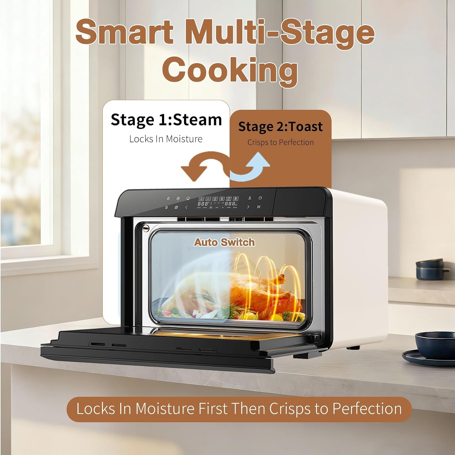 toaster-air-fryer-combi-oven-countertop-steam-oven-14-in-1-with-convection-steam-roast-bake-multi-stage-cooking-self-clean-7-modes-30-built-in-recipes-for-kitchen-pizza-baking-white