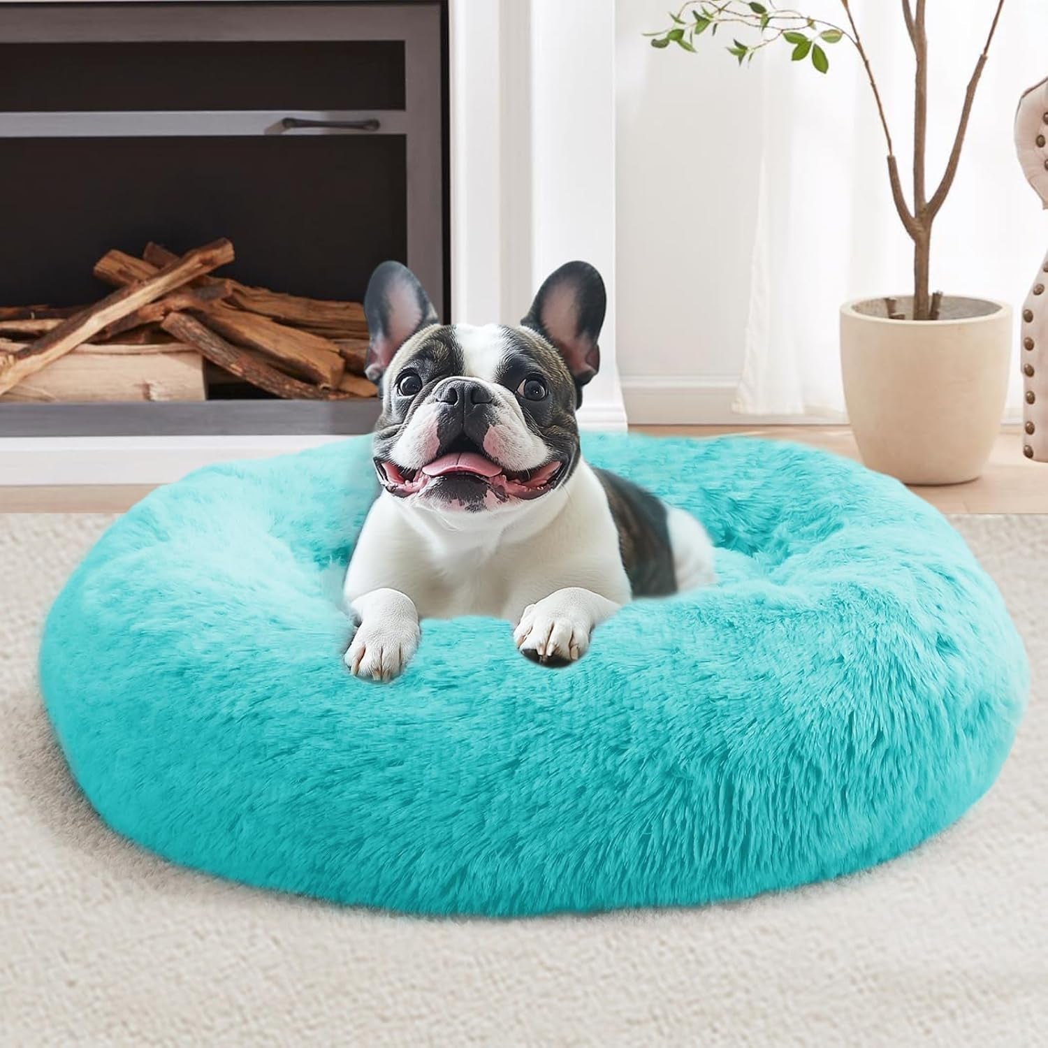 jollyvogue-small-dog-bed-calming-dog-beds-for-small-dogs-indoor-cats-20-inches-donut-washable-cat-bed-for-kittens-puppies-round-fluffy-plush-faux-fur-pet-bedssmoke-grey