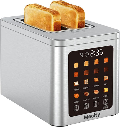 2 Slice Smart Touchscreen Toaster, Stainless Steel Wide Slot Toasters with Auto Lift & 30-Minute Warm, Memory Function, Defrost & Auto Shutoff, Digital Electric Bread Toaster for Bagels1