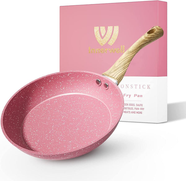 8-Inch Pink Nonstick Frying Pan Small Egg Pan Skillet | Even Heating All Stove Compatible, PFOA PFOS Free, Granite Stone Cookware Skillet, Healthy and Non Toxic1