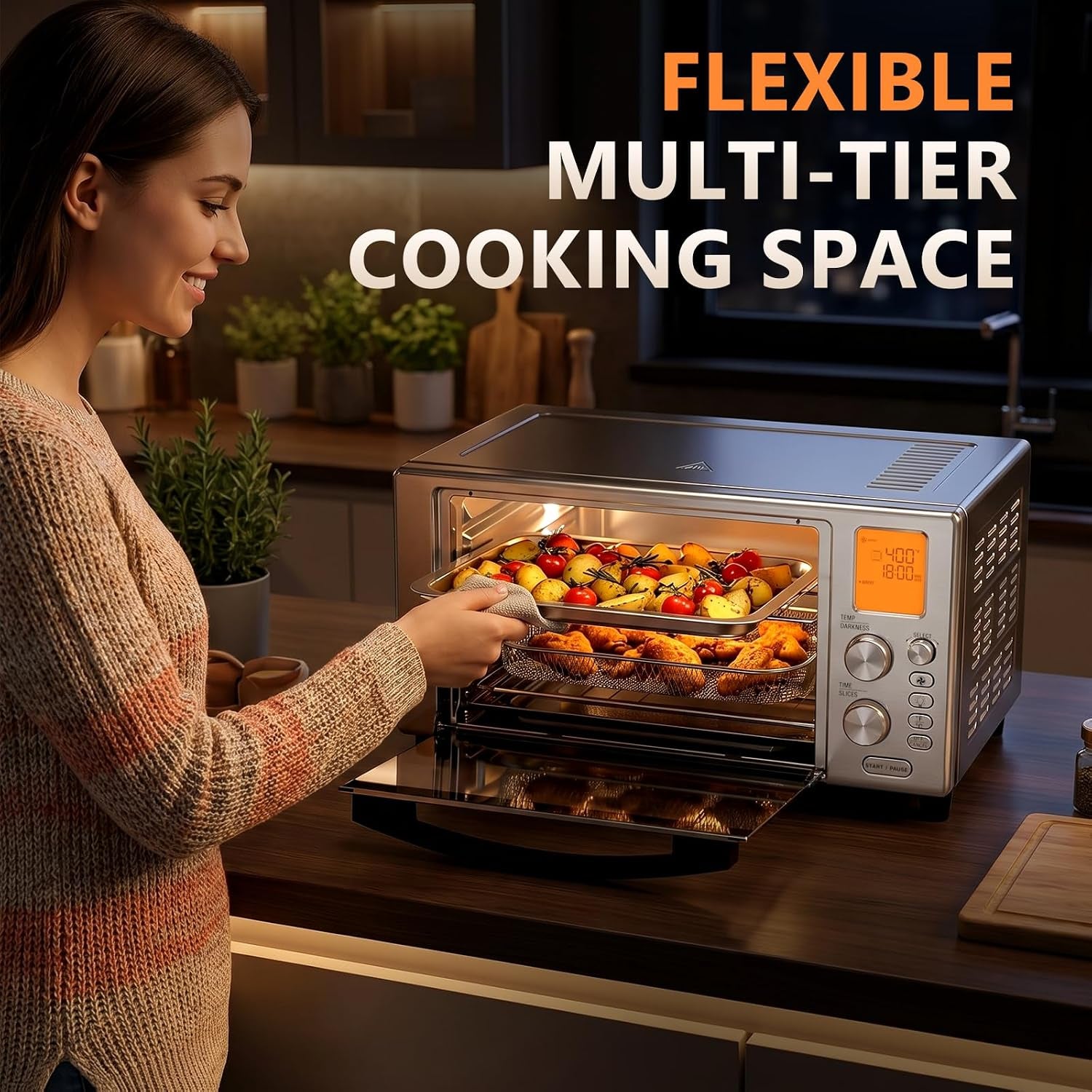 12-in-1-air-fryer-toaster-oven-combo-22l-countertop-oven-stainless-steel-1500w-convection-oven-with-rotisserie-dehydrator-and-slow-cook-6-rack-positions-and-5-accessories-included